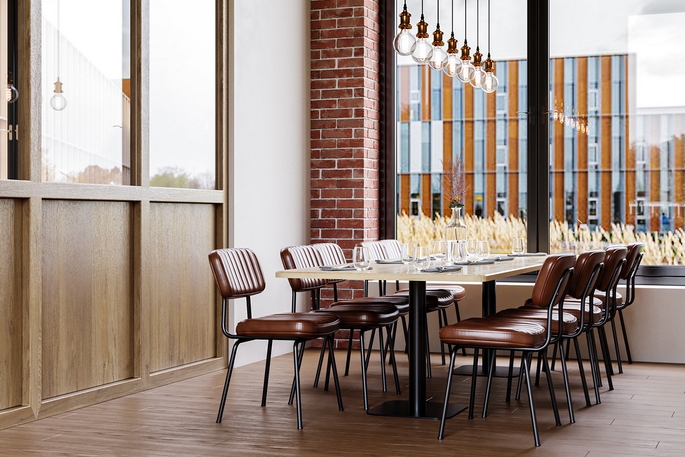 Piètement de table de restaurant en métal noir, modèle central